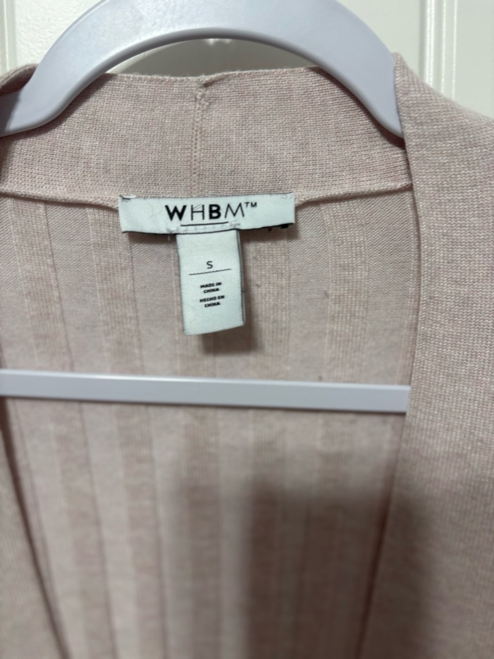 White House Black Market Blush Ribbed Open-Front Cardigan - Picture 4 of 4
